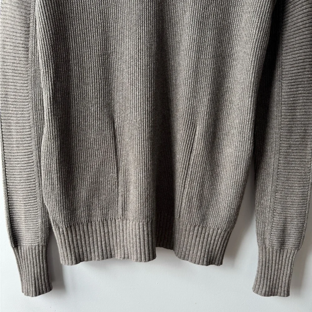 Lululemon Cozy Calling Turtleneck Knit Sweater Heathered Taupe Gray Pima Cotton